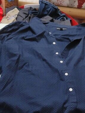Beverly Hills Polo Club Navy Dot-Print Button Down Shirt